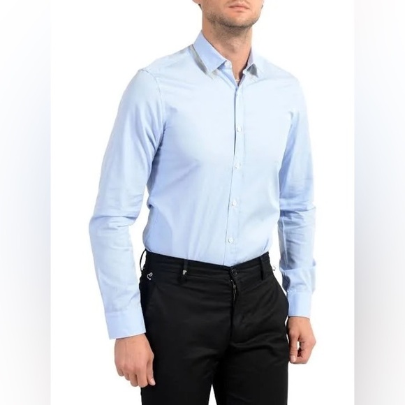 Lanvin Men's Light Blue Long Sleeve Dress Shirt Size 17 Made in Italy